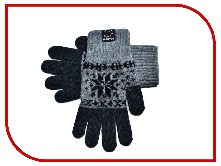 фото Теплые перчатки для сенсорных дисплеев iGloves G26 р.M Snowflake Light Grey