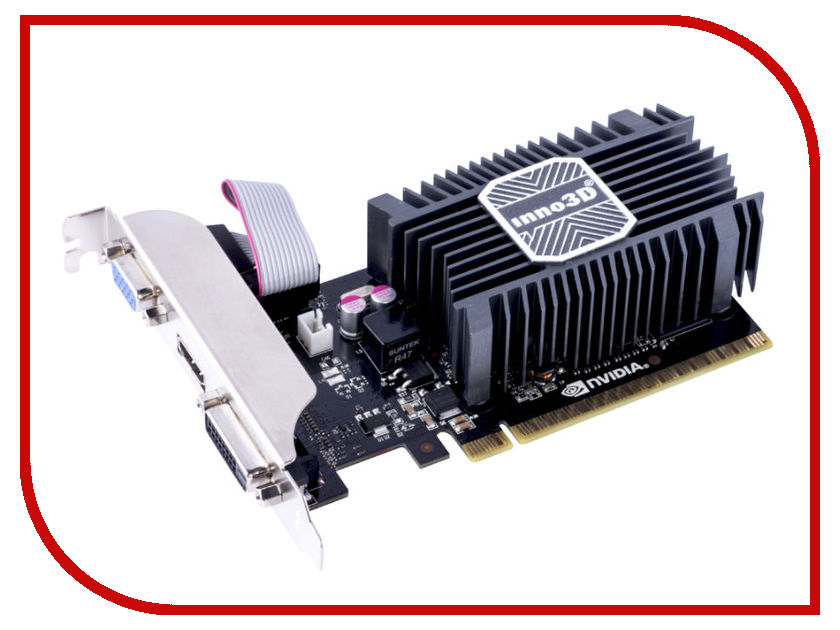 Видеокарты N730-1SDV-D3BX Видеокарта Inno3D GeForce GT 730 902Mhz PCI-E 2.0 1024Mb 1800Mhz 64 bit DVI HDMI HDCP N730-1SDV-D3BX