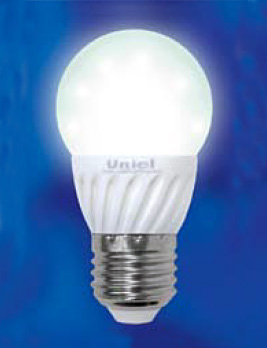 Uniel Лампочка Uniel Ceramic LED-G45-3W/WW/E27 200 Lm (теплый белый, 2700-3500К)