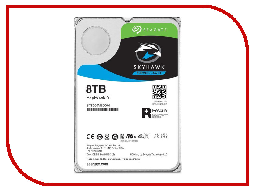 внутренние HDD/SSD ST8000VE0004 Жесткий диск 8Tb - Seagate SkyHawk AI ST8000VE0004
