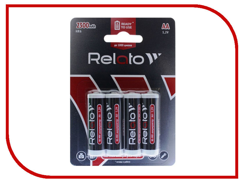 Аккумулятор AA - Relato Ready-to-Use HR6 AA2300 R2U Ni-MH 2300 mAh (4 штуки), HR6 AA2300
Аккумулятор AA - Relato Ready-to-Use HR6 AA2300 R2U Ni-MH 2300 mAh (4 штуки), HR6 AA2300