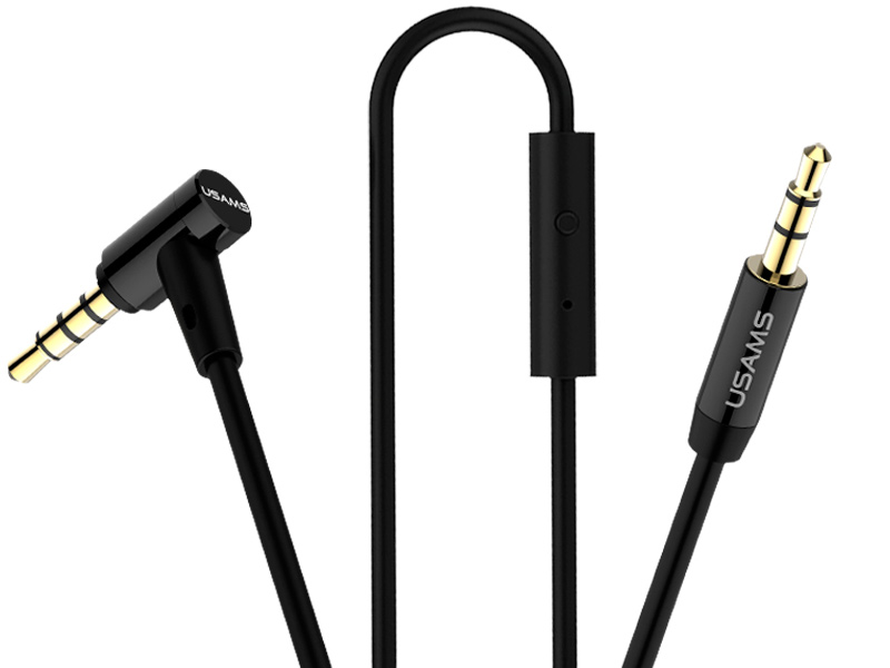 Аксессуар USAMS US-SJ064 AUX 3.5mm Jack с микрофоном 1.0m Black
