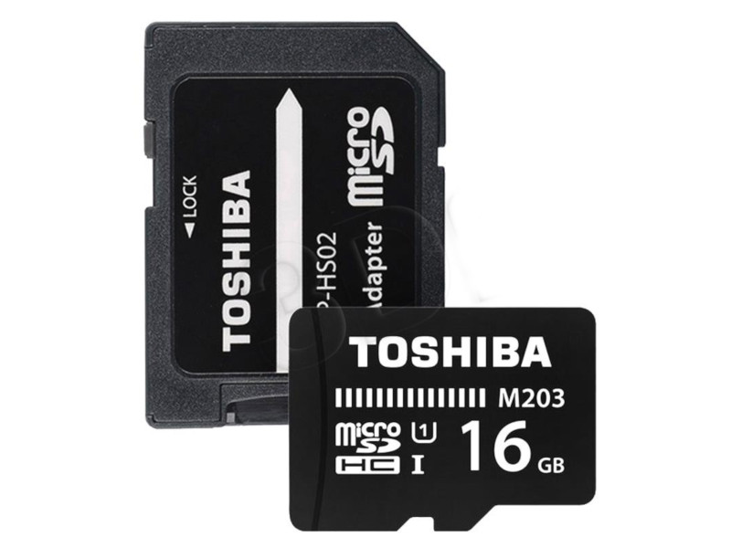Карта памяти 16Gb - Toshiba MicroSDHC Class 10 THN-M203K0160EA с переходником под SD