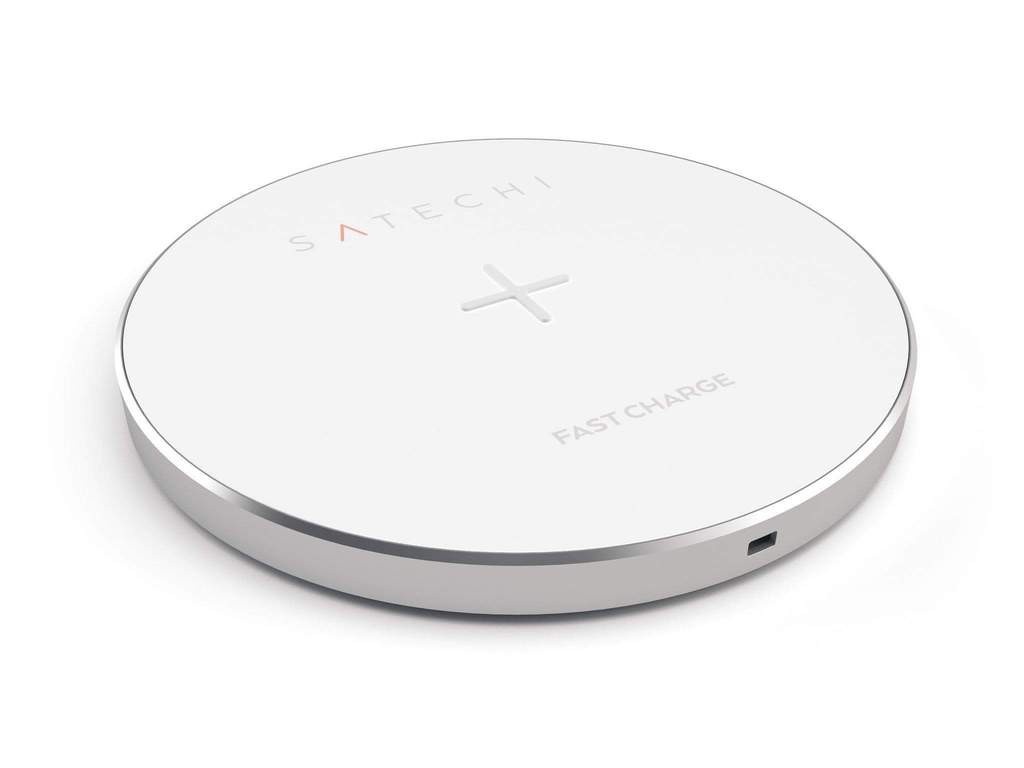 фото Зарядное устройство satechi wireless charging pad для iphone 8/8 plus/x white-silver st-wcps
