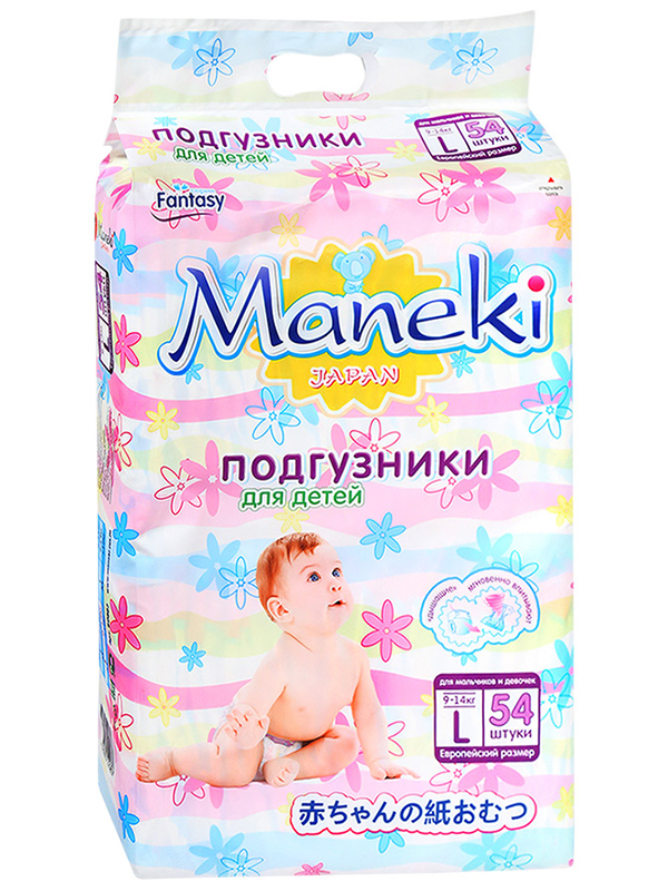 Подгузники Maneki Fantasy L 9-14kg 54шт BD807