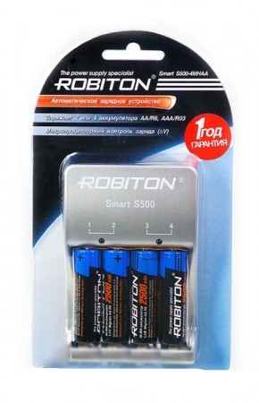  Зарядное устройство Robiton Smart S500 - 4MHAA BL1 + 4 ак. AA 2500 mAh