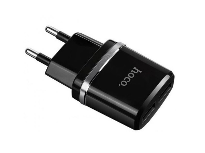 Зарядное устройство Hoco C12 Smart 2xUSB + Micro USB Black