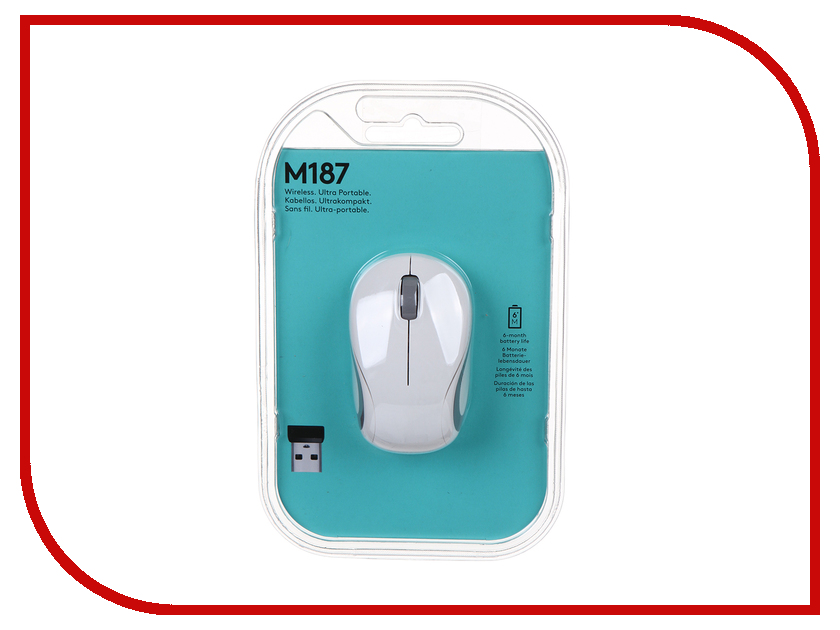  Logitech Wireless Mini Mouse M187 White 910-002740