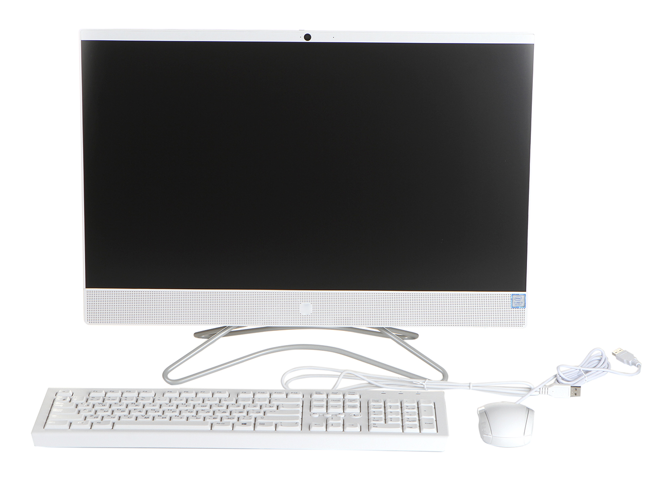 Моноблок HP 24-f0027ur 4HD57EA Snow White (Intel Core i3-8130U 2.2 GHz/4096Mb/1000Gb/No ODD/nVidia GeForce MX110 2048Mb/Wi-Fi/23.8/1920x1080/Windows 10 64-bit)