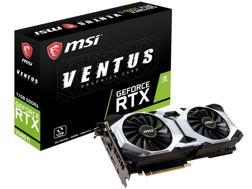 Видеокарта MSI GeForce RTX 2080 Ti 1545Mhz PCI-E 3.0 11264Mb 14000Mhz 352 bit HDMI 3xDP RTX 2080 Ti Ventus 11G, RTX 2080 Ti Ventus 11G
Видеокарта MSI GeForce RTX 2080 Ti 1545Mhz PCI-E 3.0 11264Mb 14000Mhz 352 bit HDMI 3xDP RTX 2080 Ti Ventus 11G, RTX 2080 Ti Ventus 11G