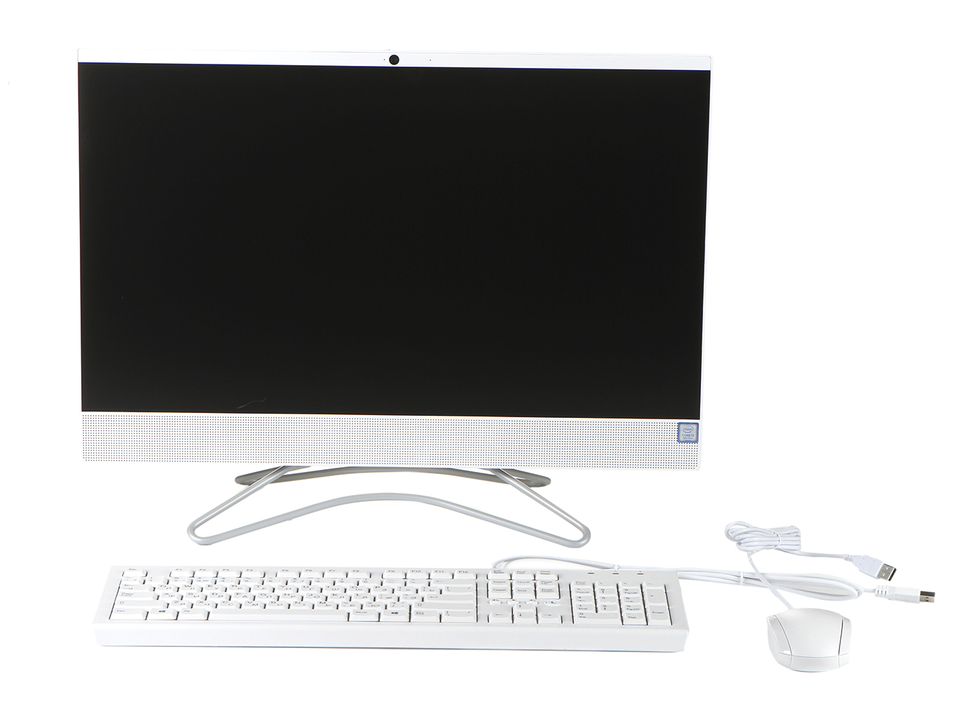 Моноблок HP 24-f0033ur 4HC22EA Snow White (Intel Core i3-8130U 2.2 GHz/8192Mb/1000Gb + 128Gb SSD/No ODD/nVidia GeForce MX110 2048Mb/Wi-Fi/23.8/1920x1080/Windows 10 64-bit)