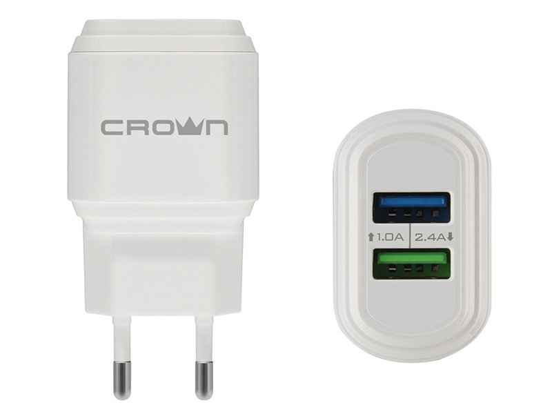 фото Зарядное устройство crown cmwc-3032 2xusb white crown micro