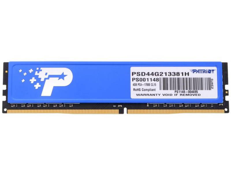 Модуль памяти Patriot Memory DDR4 DIMM 2133MHz PC4-17000 CL15 - 4Gb PSD44G213381H Модуль памяти Patriot Memory DDR4 DIMM 2133MHz PC4-17000 CL15 - 4Gb PSD44G213381H