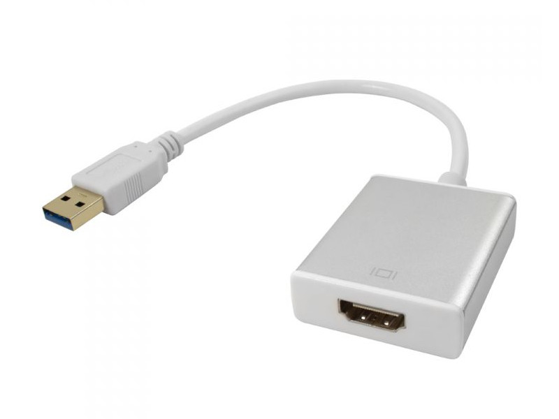 Цифровой конвертер GCR Greenline USB 3.0 AM HDMI 19F White GCR-U32HD2