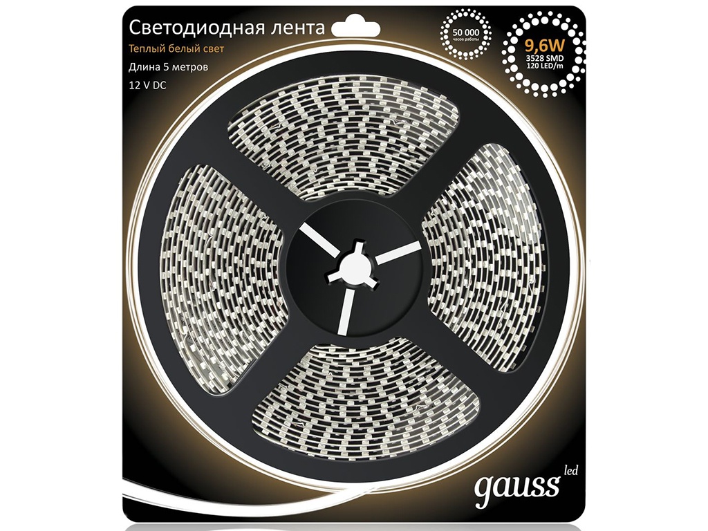 Светодиодная лента Gauss LED 2835/120-SMD 9.6W 12V DC 5m Warm White 312000110, 312000110
Светодиодная лента Gauss LED 2835/120-SMD 9.6W 12V DC 5m Warm White 312000110, 312000110