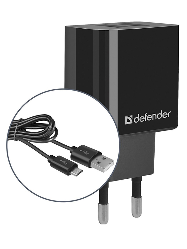 фото Зарядное устройство defender upc-21 2xusb + кабель microusb 83581