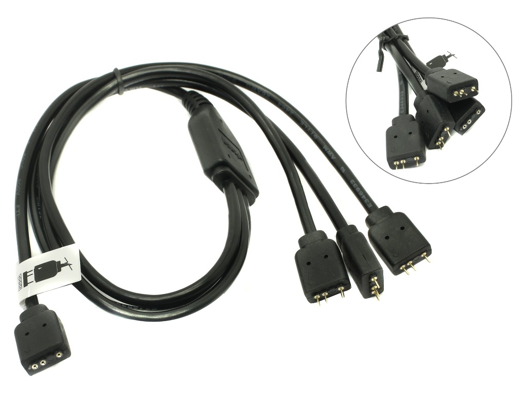 Кабель Akasa Addressable RGB LED Splitter Cable 1 to 3 AK-CBLD07-50BK