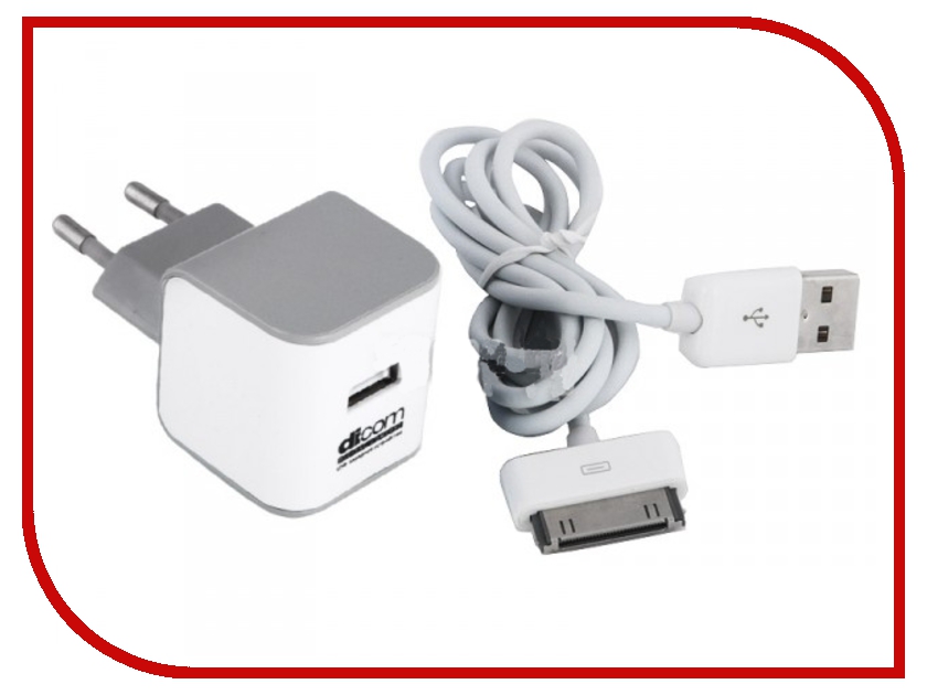 фото Зарядное устройство Зарядное устройство сетевое Dicom AD10A c кабелем для iPhone White