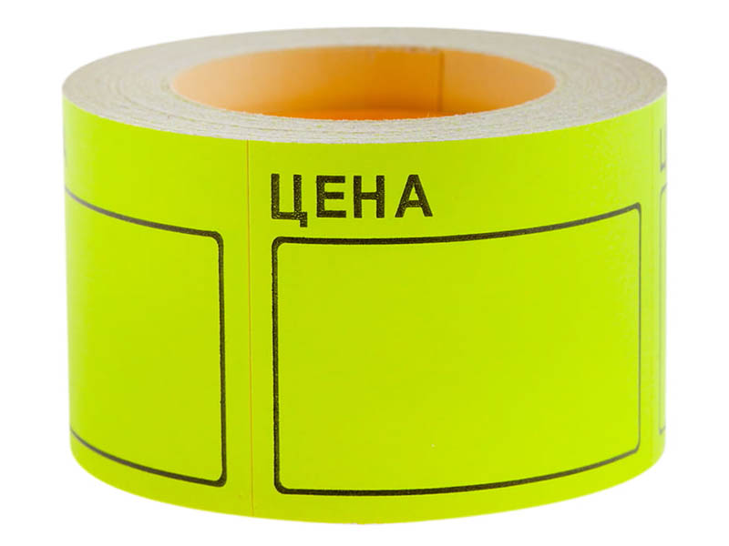 Ценник OfficeSpace 50x40mm 200шт/рулон Yellow Spt_4156