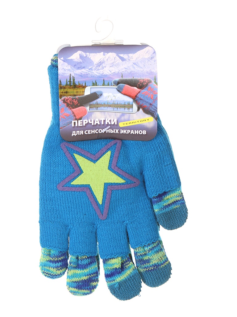 фото Теплые перчатки для сенсорных дисплеев territory р.uni light blue 1413