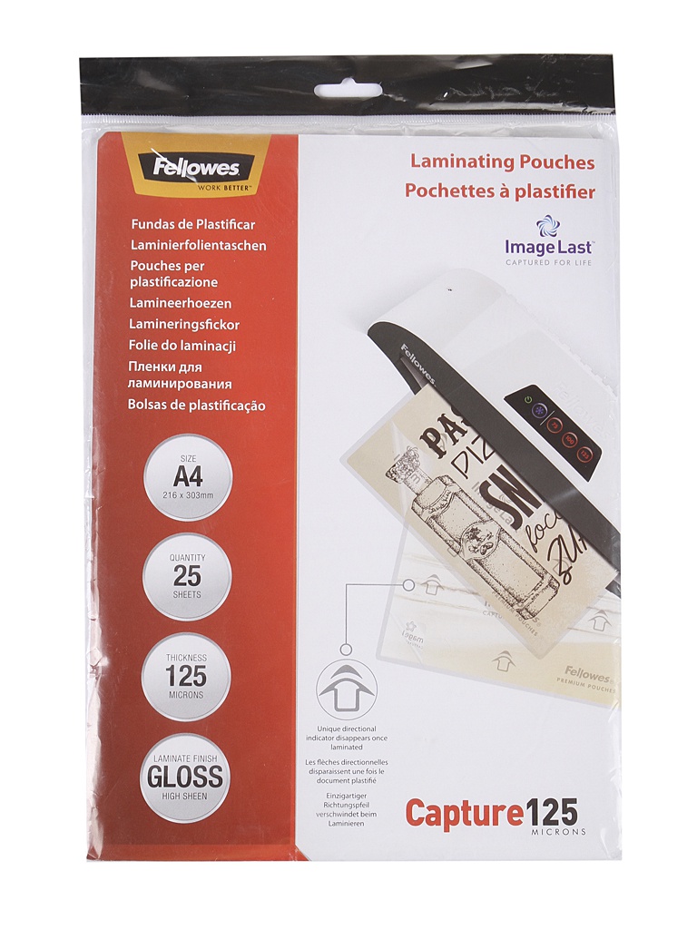 Пленка для ламинирования Fellowes A4 216x303mm 125мкм 25шт глянцевая CRC-53963/1146215, CRC-53963/1146215
Пленка для ламинирования Fellowes A4 216x303mm 125мкм 25шт глянцевая CRC-53963/1146215, CRC-53963/1146215