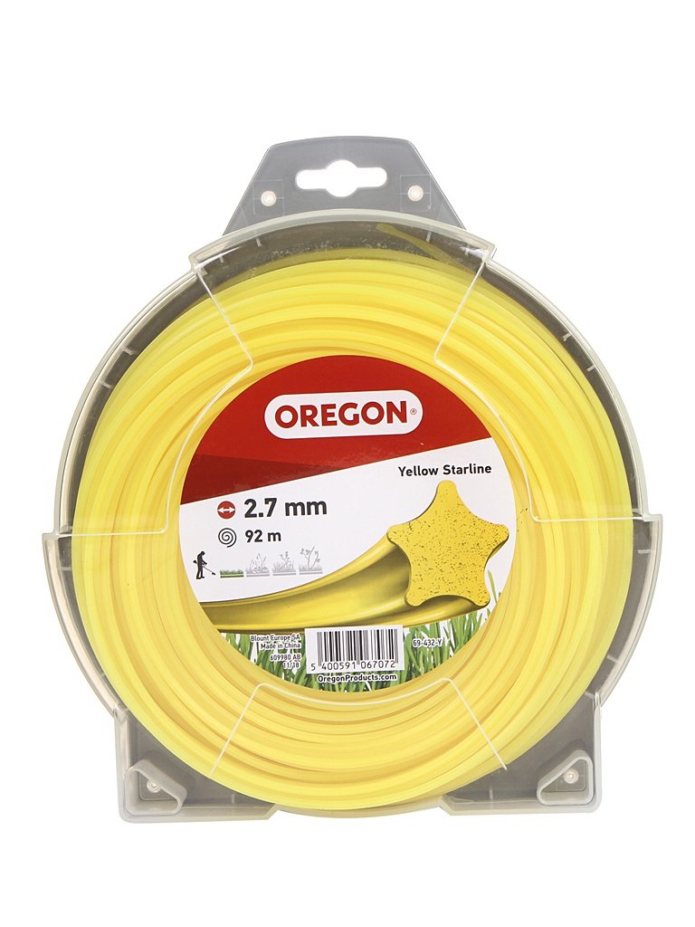 фото Леска для триммера oregon yellow starline 2.7mm x 92m 69-432-y