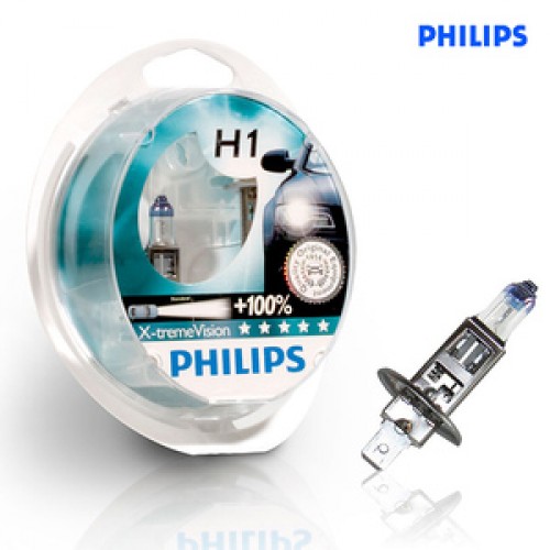 Philips Лампа Philips Xtreme Vision H1 55W 3350K 12258XVS2 (2 штуки)