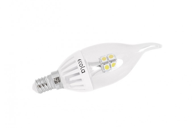  Лампочка Ecola Candle LED E14 4W 220V 2700K прозрачная свеча на ветру, искристая точка C4YW40ELC