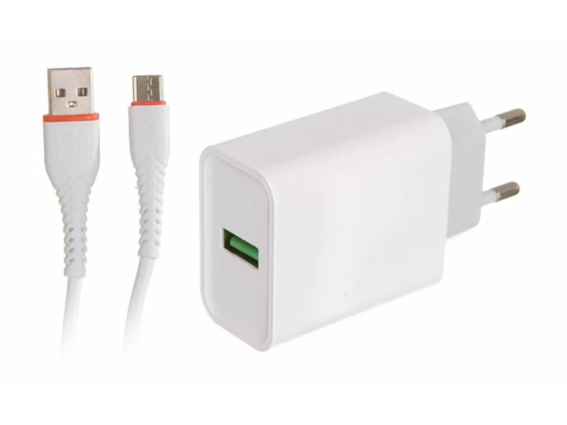 Зарядное устройство Maimi T22 Quick Charge 3.0 USBx1 22.5W + Cable microUSB White