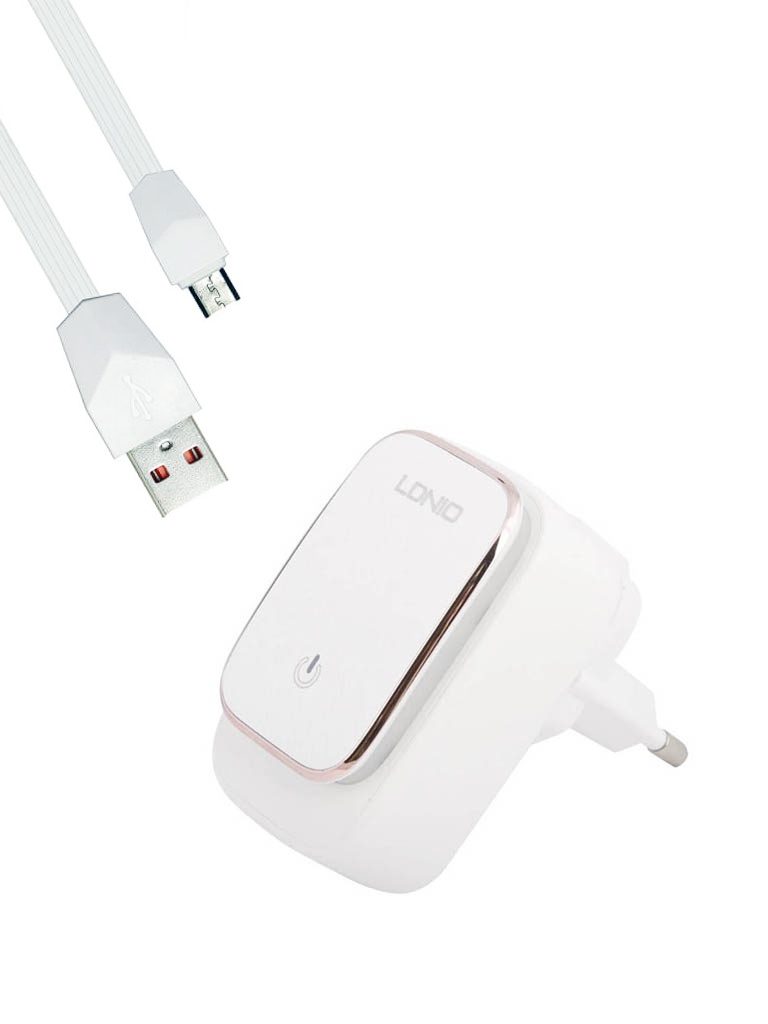 Зарядное устройство Ldnio A2205 2xUSB + Cable Micro USB White-Gold LD_B4371
