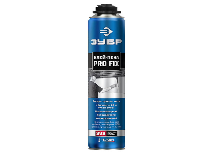 Клей-пена монтажная Зубр Pro Fix 750ml 41150, 41150 
Клей-пена монтажная Зубр Pro Fix 750ml 41150, 41150