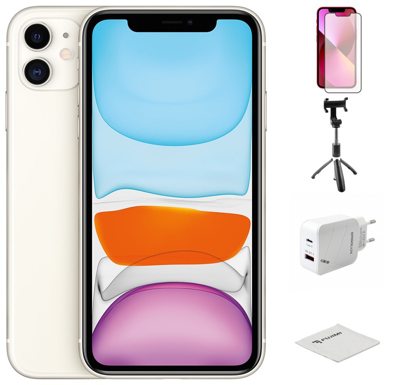 Сотовый телефон APPLE iPhone 11 - 64Gb White новая комплектация MHDC3RU/A Выгодный набор для Selfie + серт. 200Р!!!