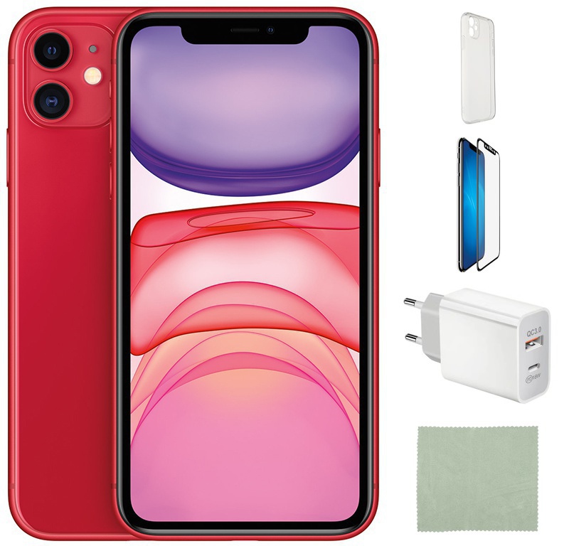 Сотовый телефон APPLE iPhone 11 - 64Gb Red новая комплектация MHDD3RU/A Выгодный набор + серт. 200Р!!!