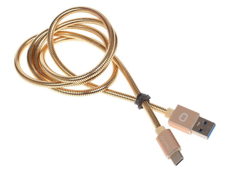 Аксессуар Qumo USB 3.0 - Type-C 1.0m Gold 22504
