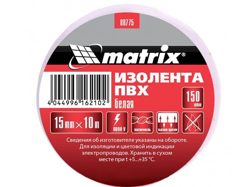 Изолента Matrix 15mm x 10m White 88775