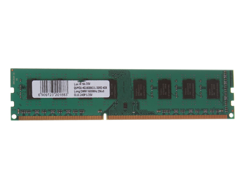 Модуль памяти Qumo DDR3 DIMM 1600MHz PC3-12800 CL11 - 4Gb QUM3U-4G1600K11L, QUM3U-4G1600K11L
Модуль памяти Qumo DDR3 DIMM 1600MHz PC3-12800 CL11 - 4Gb QUM3U-4G1600K11L, QUM3U-4G1600K11L