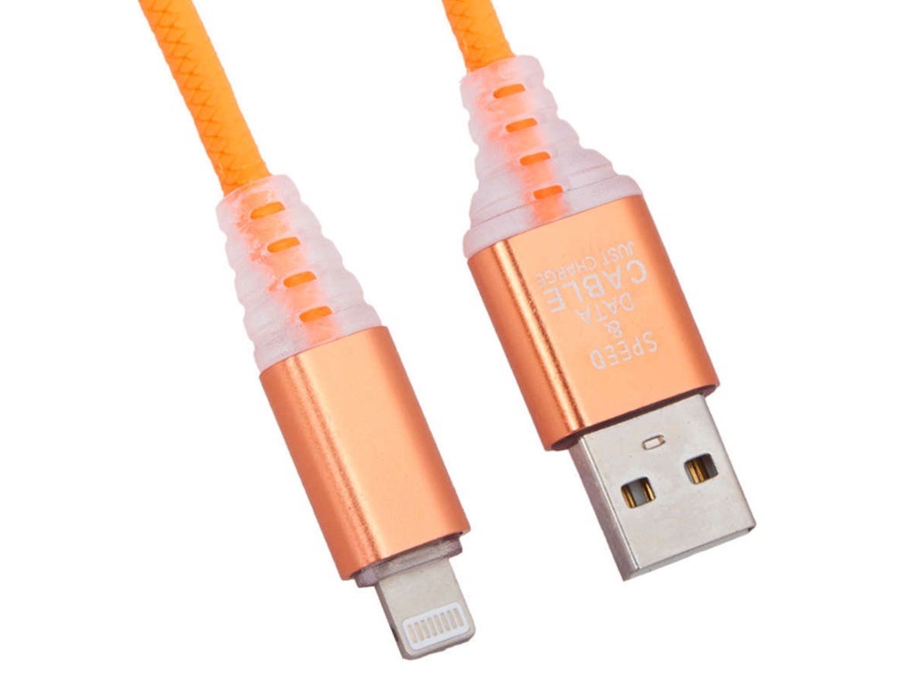 Аксессуар Liberty Project USB - Lightning LED TPE 1m Orange 0L-00038866