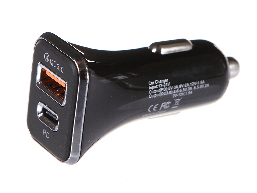 фото Зарядное устройство media gadget cps-2qcuc usb quick charge 3.0 / usb type-c power delivery black mgcps2qcucbk