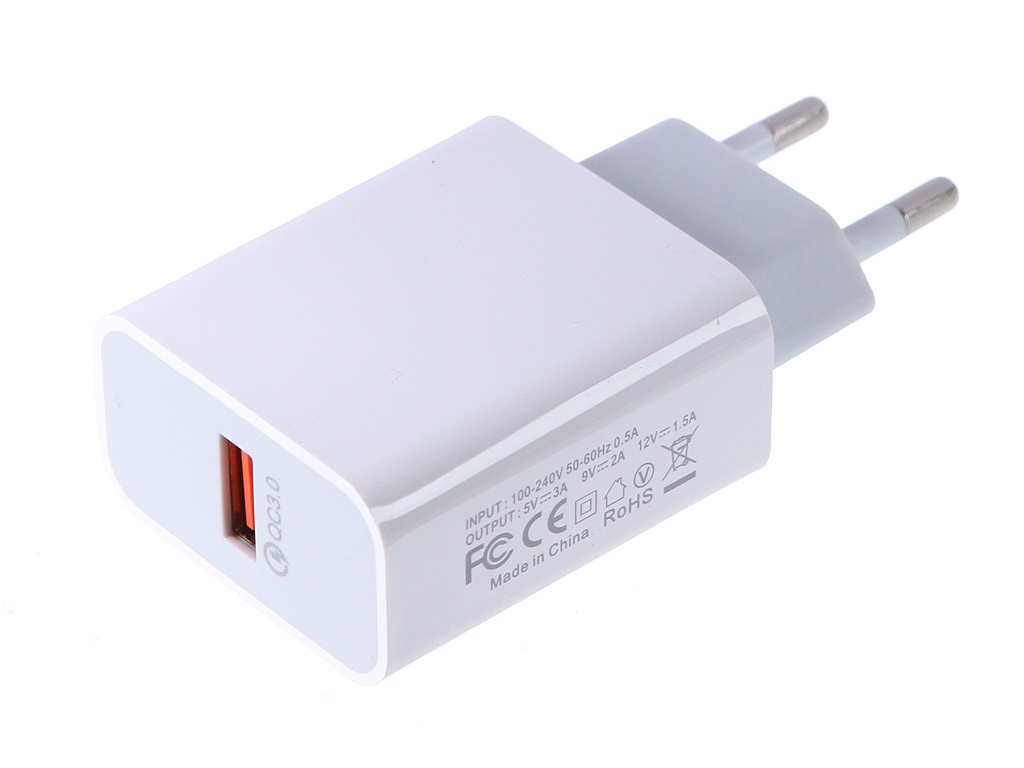 фото Зарядное устройство media gadget hps-qcx usb 3.1a quick charge 3.0 white mghpsqcxwt