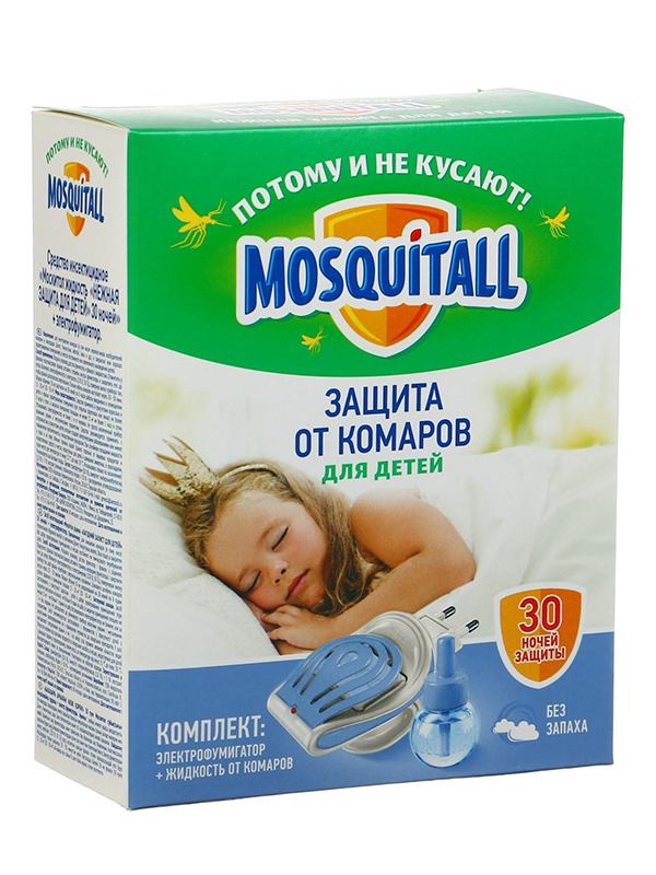 фото Средство защиты от комаров mosquitall нежная защита для детей, электрофумигатор + жидкость от комаров 30 ночей 6885252