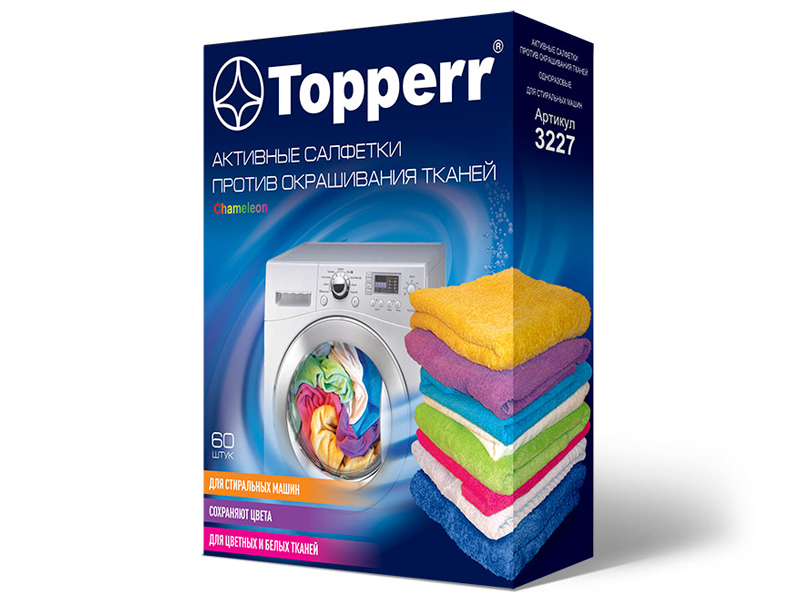 Салфетки против окрашивания тканей для стиральных машин Topperr 60шт 3227