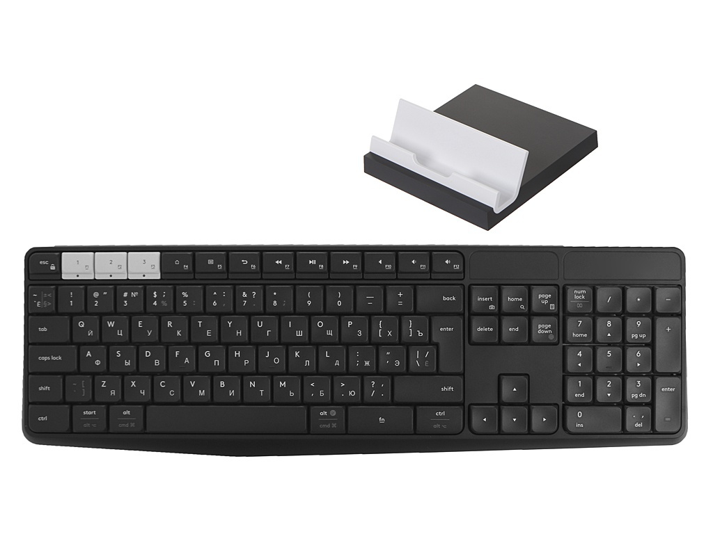 фото Клавиатура logitech k375s wireless multi-device keyboard & stand black 920-008184 выгодный набор + серт. 200р!!!