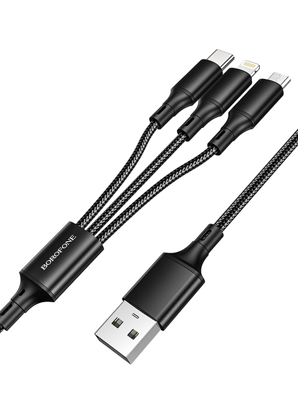 Аксессуар Borofone BX50 3-in-1 Fresco USB - Lightning/MicroUSB/Type-C 2.4A 1m Black 6931474741943, BX50
Аксессуар Borofone BX50 3-in-1 Fresco USB - Lightning/MicroUSB/Type-C 2.4A 1m Black 6931474741943, BX50