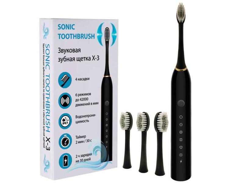 фото Зубная электрощетка veila sonic toothbrush x-3 black 2018 выгодный набор + серт. 200р!!!