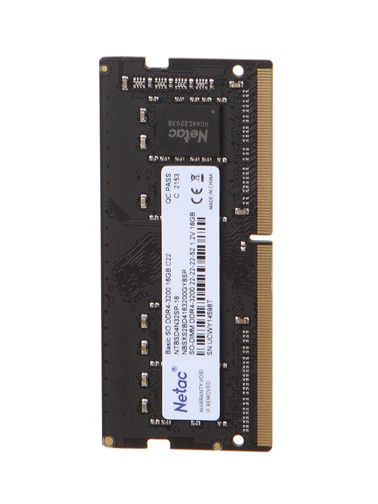 Модуль памяти Netac DDR4 SO-DIMM 3200Mhz PC25600 CL22 - 16Gb NTBSD4N32SP-16, NTBSD4N32SP-16
Модуль памяти Netac DDR4 SO-DIMM 3200Mhz PC25600 CL22 - 16Gb NTBSD4N32SP-16, NTBSD4N32SP-16