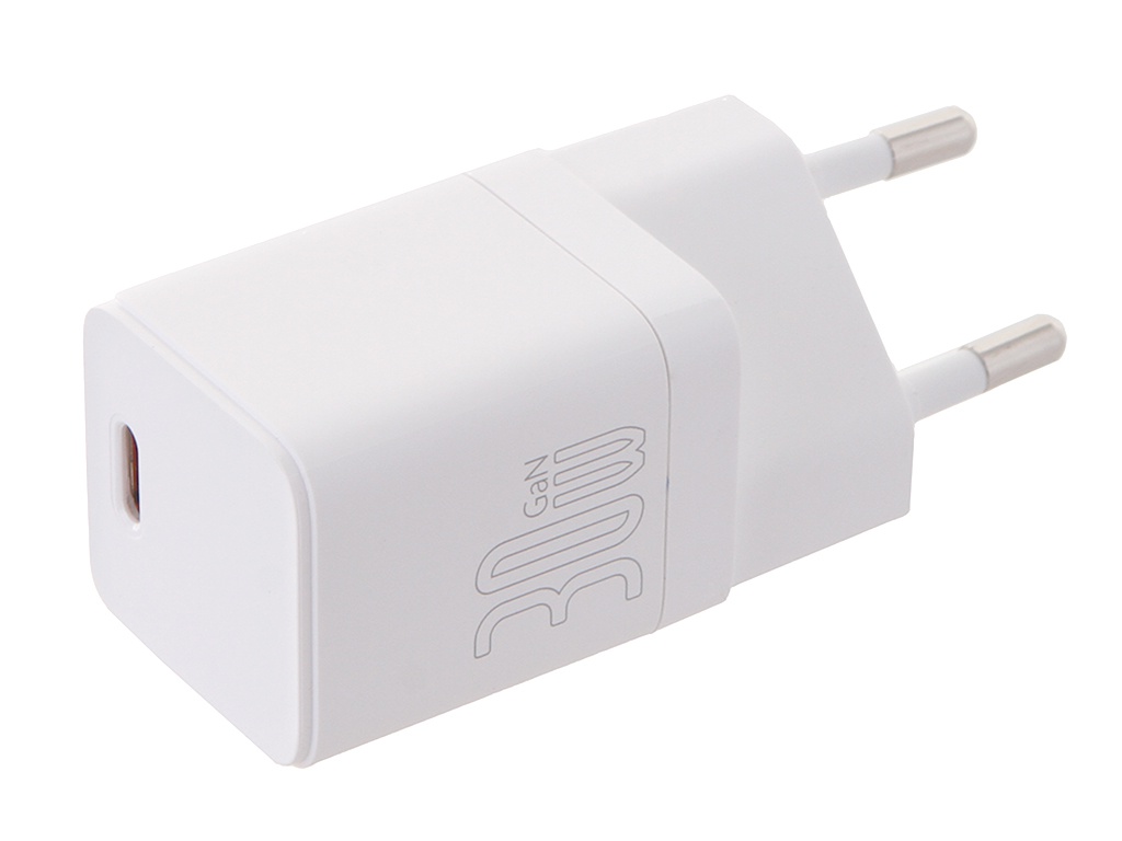 фото Зарядное устройство baseus gan3 fast charger 1c 30w eu white ccgn010102