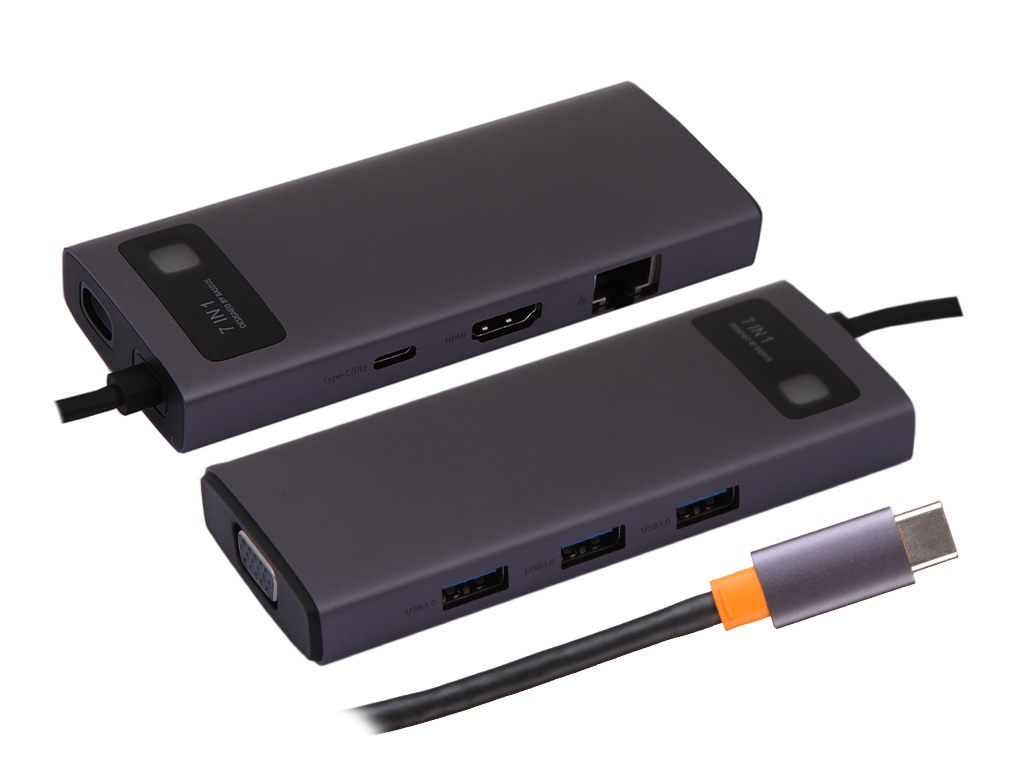 Хаб USB Baseus Metal Gleam Series 7-in-1 Multifunctional Type-C HUB Docking Station Gray WKWG040013, WKWG040013
Хаб USB Baseus Metal Gleam Series 7-in-1 Multifunctional Type-C HUB Docking Station Gray WKWG040013, WKWG040013