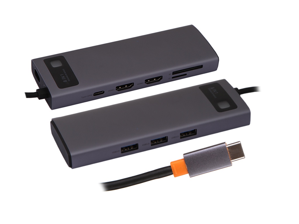 Хаб USB Baseus Metal Gleam Series 8-in-1 Multifunctional Type-C HUB Docking Station Gray WKWG050113, WKWG050113
Хаб USB Baseus Metal Gleam Series 8-in-1 Multifunctional Type-C HUB Docking Station Gray WKWG050113, WKWG050113