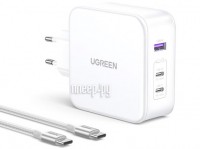 Фото Ugreen CD289 Nexode USB-A + 2xUSB-C 140W + кабель USB-C White 15339
