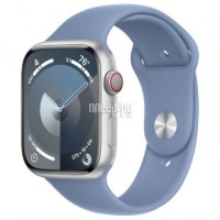 Фото APPLE Watch Series 9 GPS + Cellular 45mm Silver Aluminium Case with Storm Blue Sport Band - M/L MRMH3